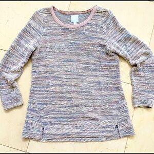 Sunday Scoop Neck Sweater Pink & Grey Size Medium